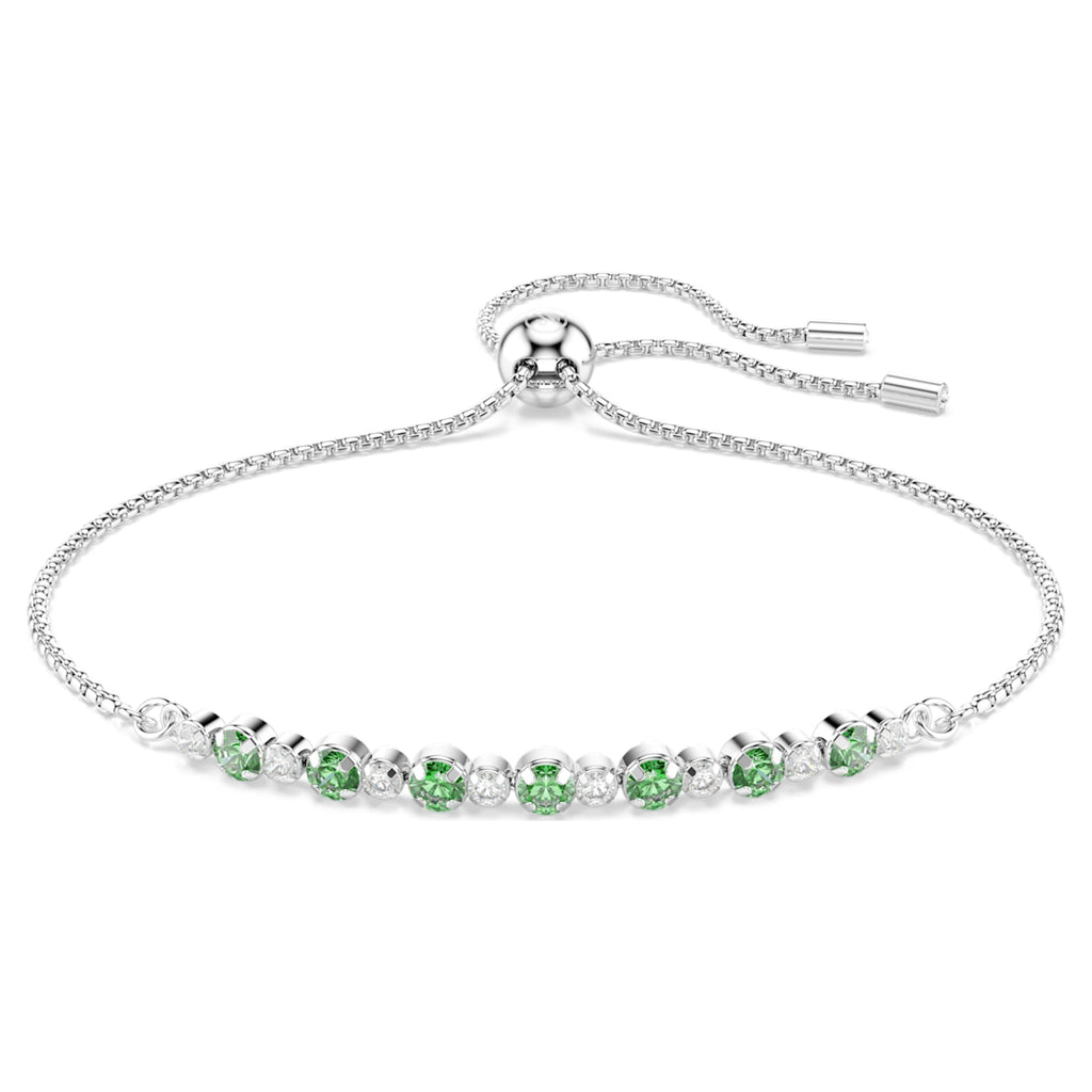 Swarovski Matrix bracelet Round cut, Green, Rhodium plated