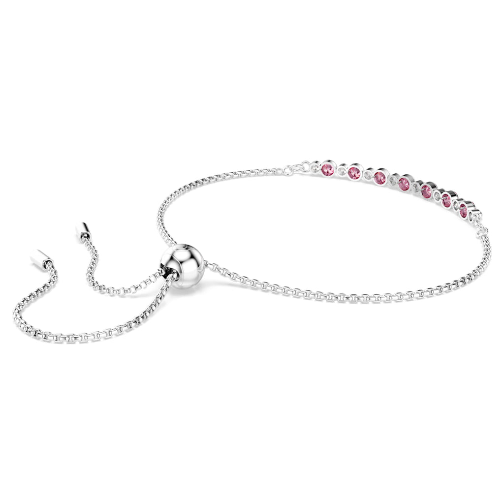 Swarovski Matrix bracelet Round cut, Pink, Rhodium plated