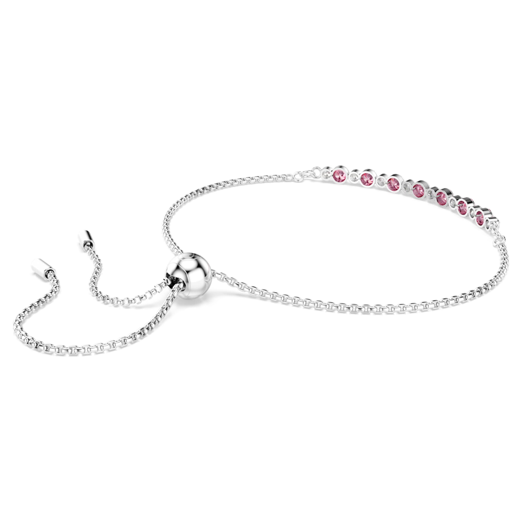 Swarovski Matrix bracelet Round cut, Pink, Rhodium plated