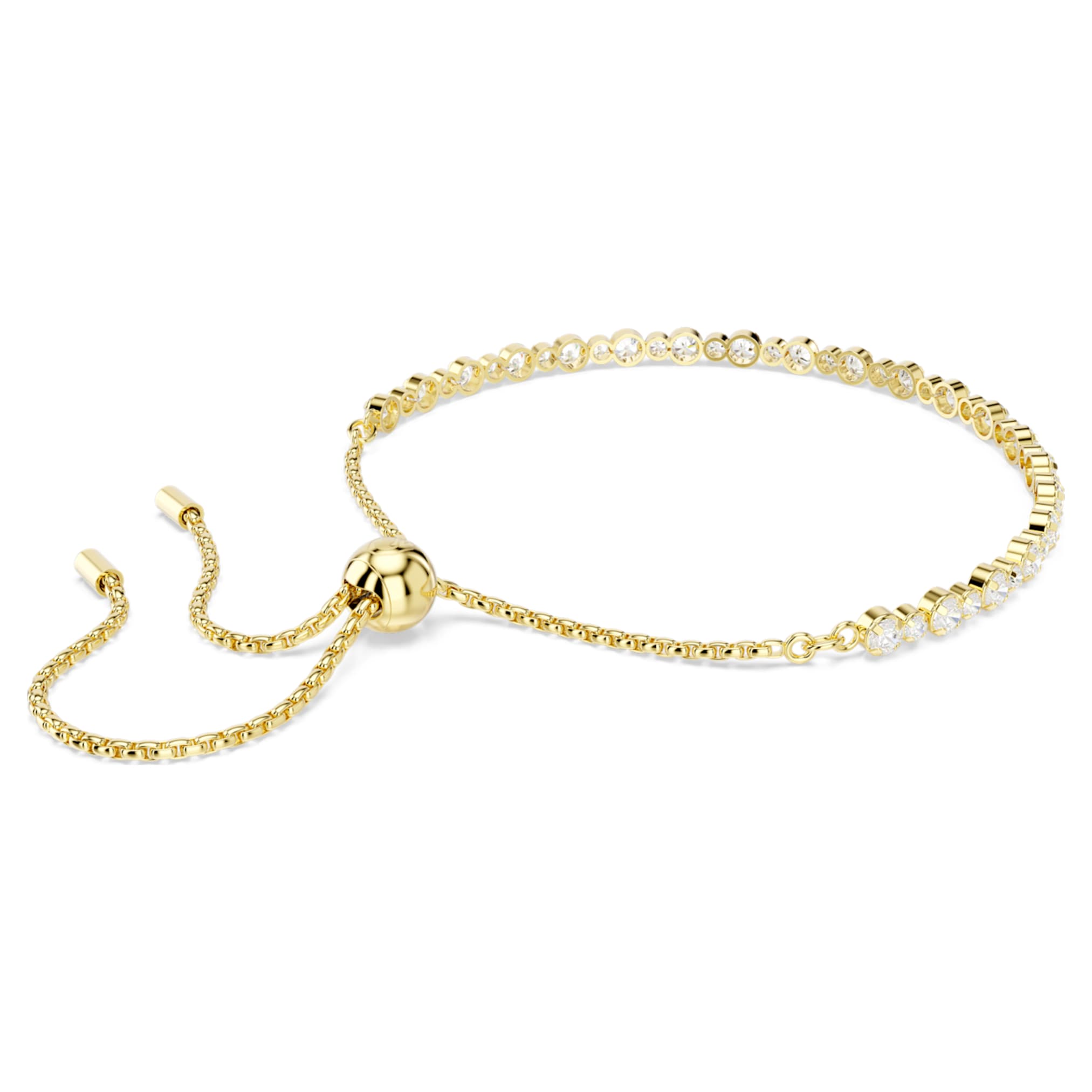 Swarovski Matrix bracelet Round cut, White, 18K gold finish