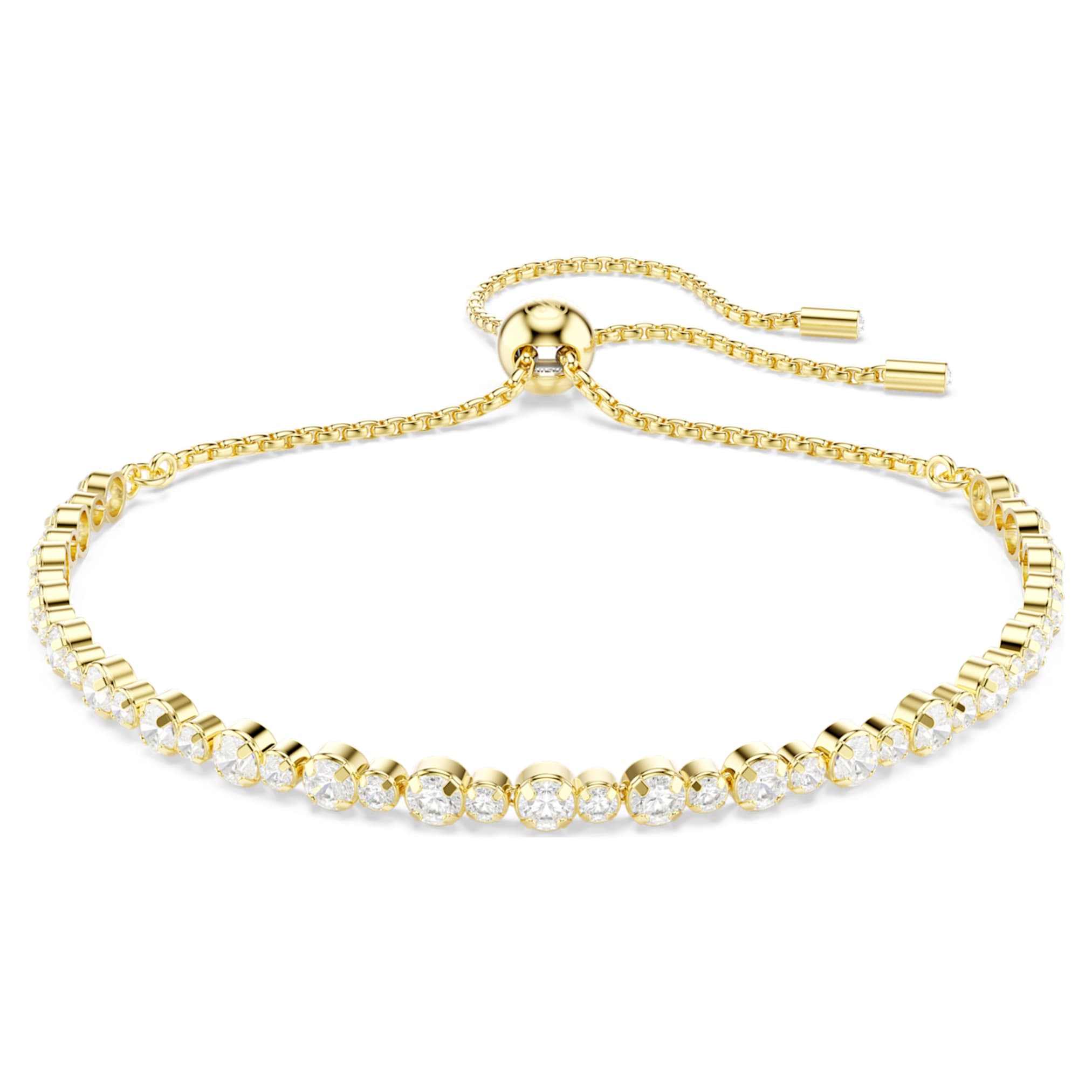 Swarovski Matrix bracelet Round cut, White, 18K gold finish