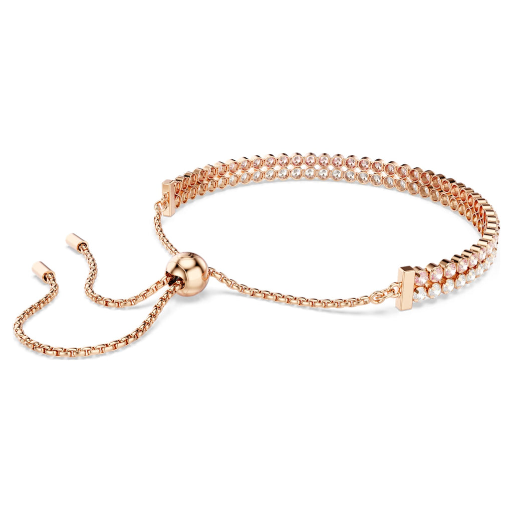 Swarovski Matrix bracelet Round cut, White, 18K rose gold finish