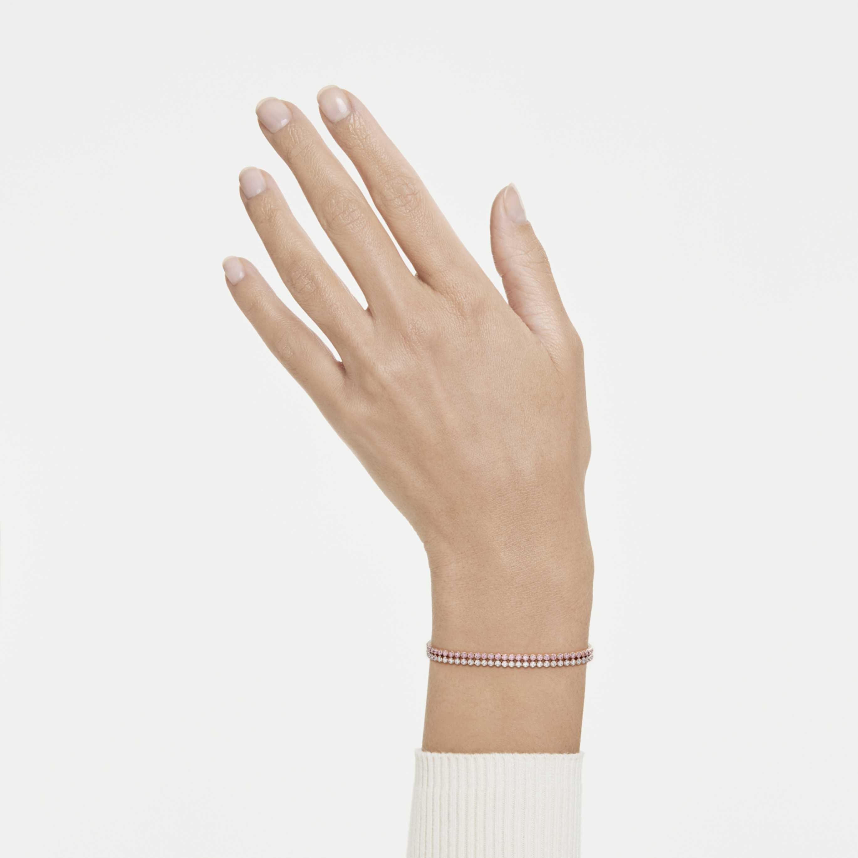 Swarovski Matrix bracelet Round cut, White, 18K rose gold finish