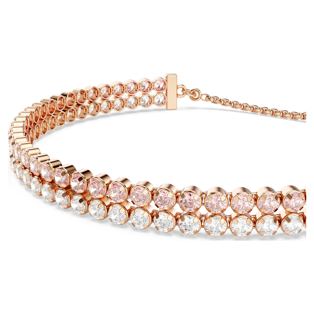 Swarovski Matrix bracelet Round cut, White, 18K rose gold finish