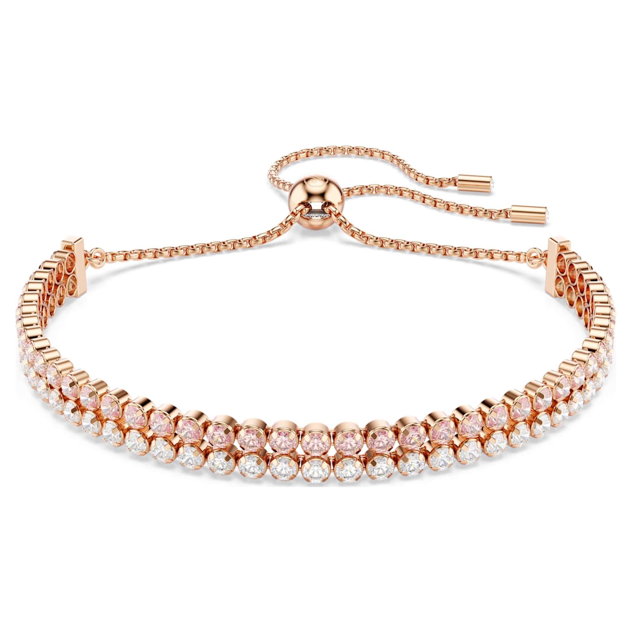 Swarovski Matrix bracelet Round cut, White, 18K rose gold finish