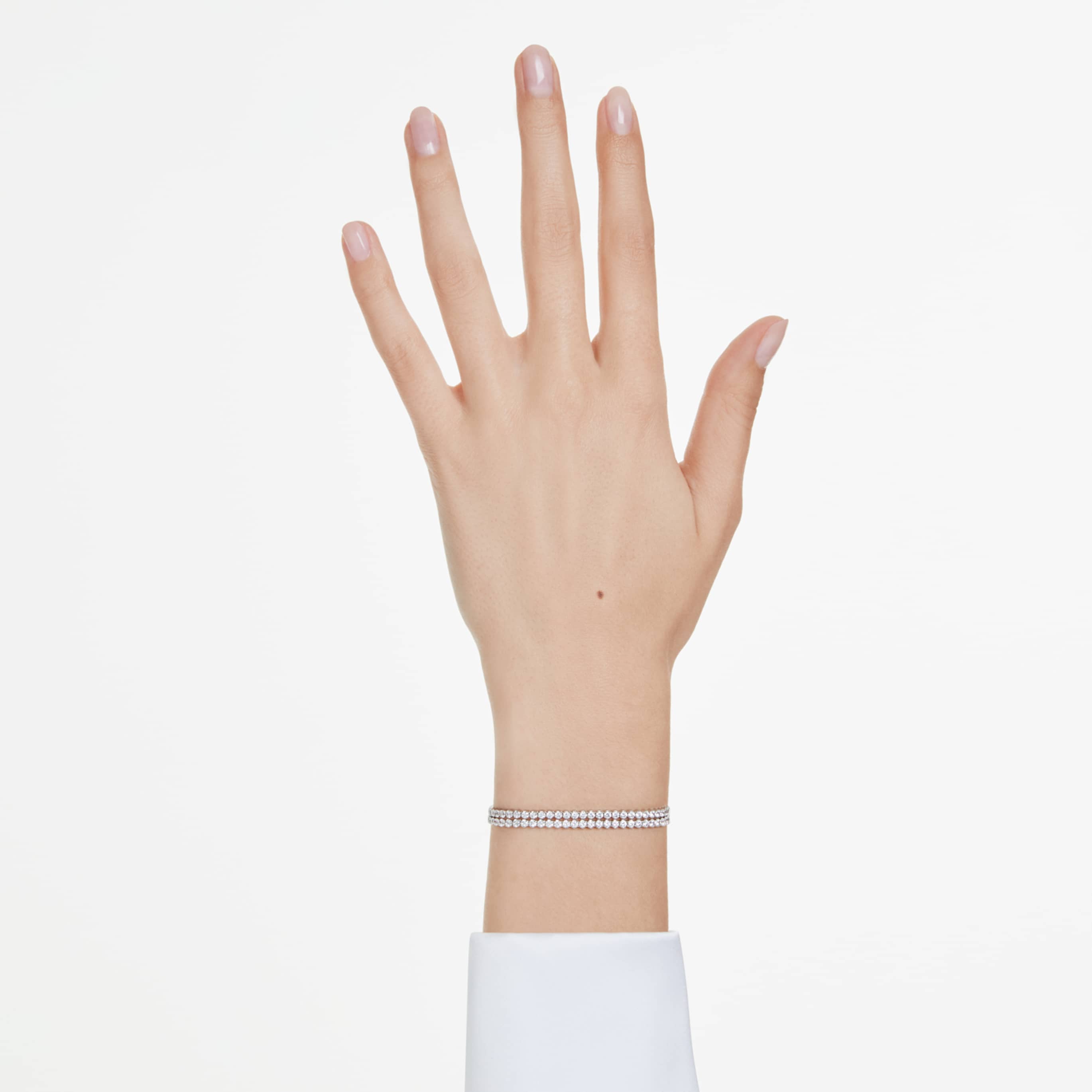 Swarovski Matrix bracelet Round cut, Blue, Rhodium plated