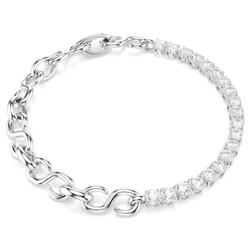 Swarovski Matrix bracelet Round cut, White, Rhodium plated