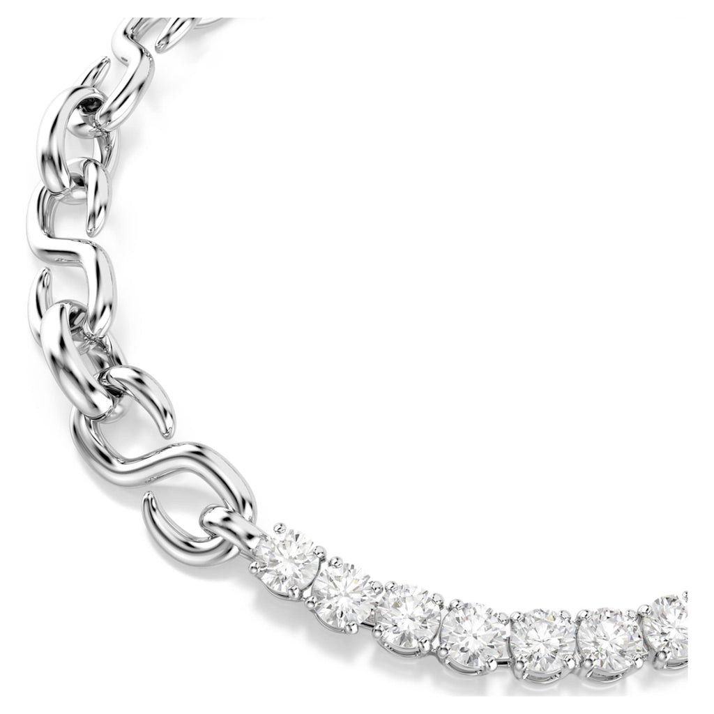 Swarovski Matrix bracelet Round cut, White, Rhodium plated