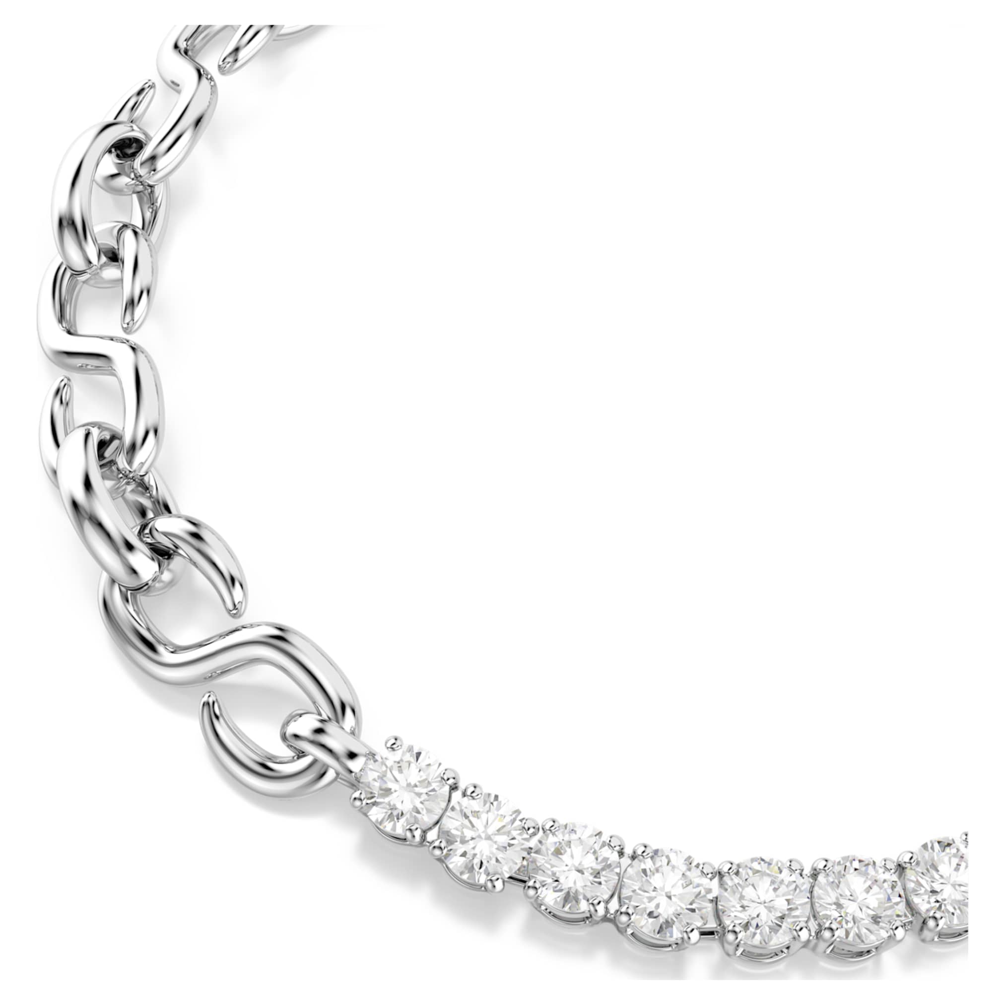 Swarovski Matrix bracelet Round cut, White, Rhodium plated