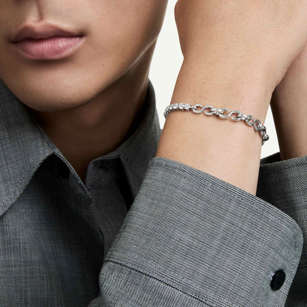 Swarovski Matrix bracelet Round cut, White, Rhodium plated