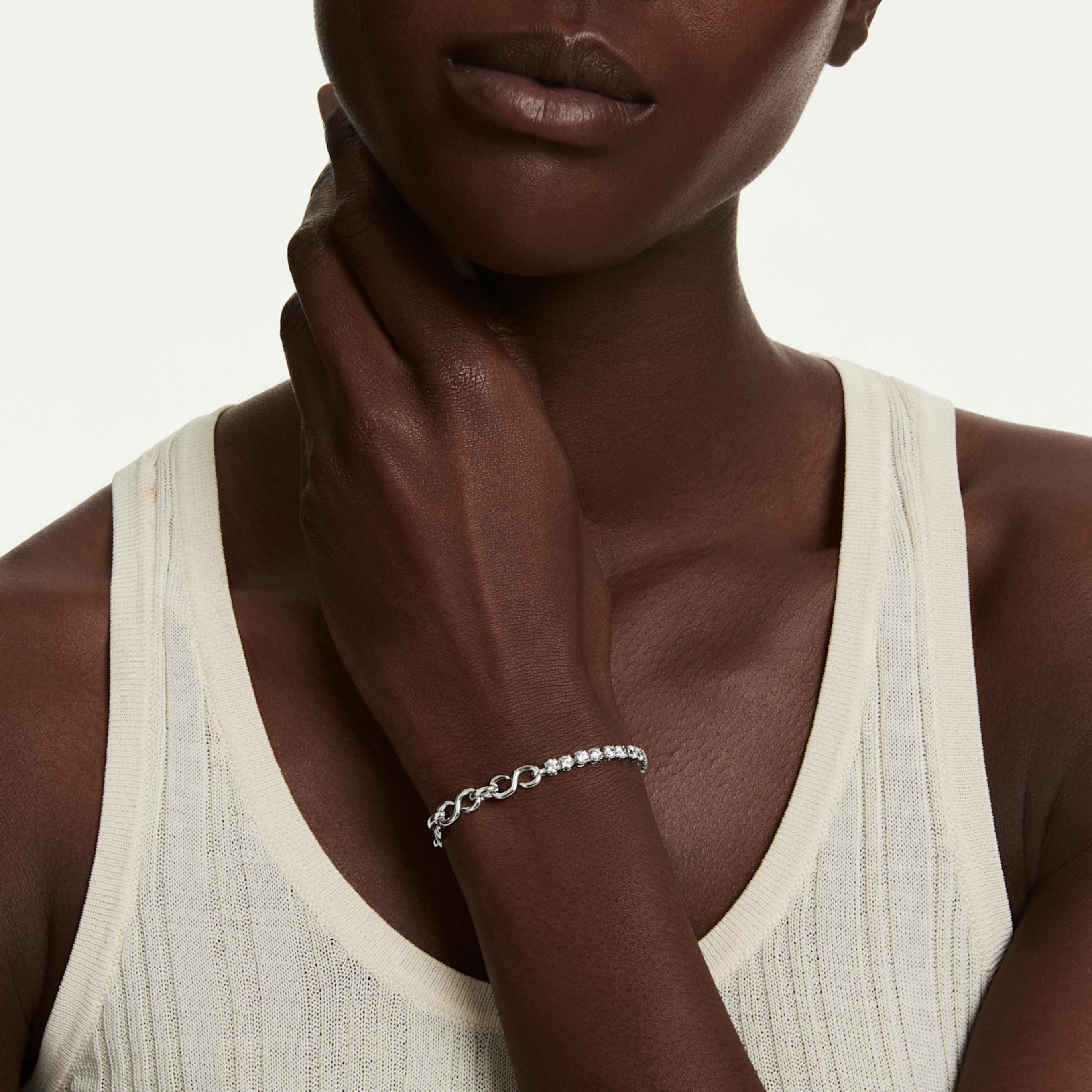 Swarovski Matrix bracelet Round cut, White, Rhodium plated