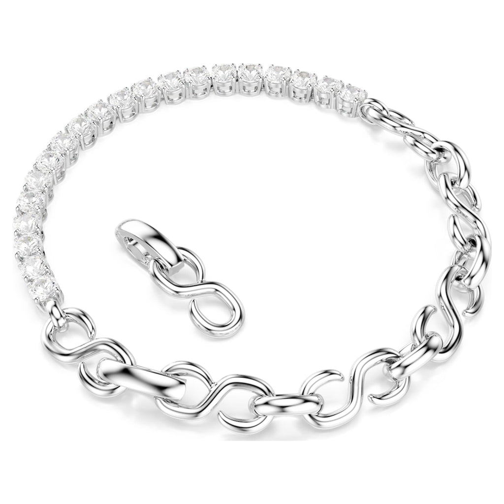 Swarovski Matrix bracelet Round cut, White, Rhodium plated