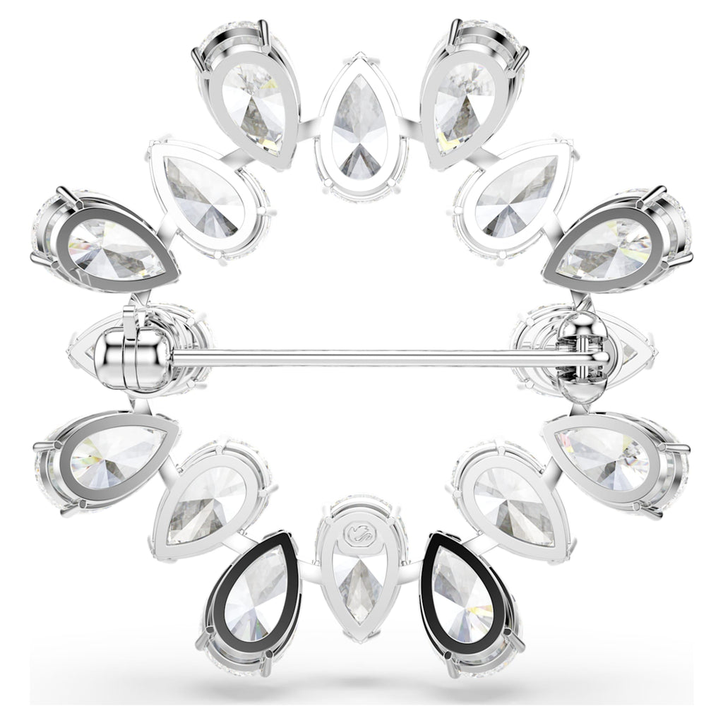 Swarovski Matrix brooch Pear cut, White, Rhodium plated
