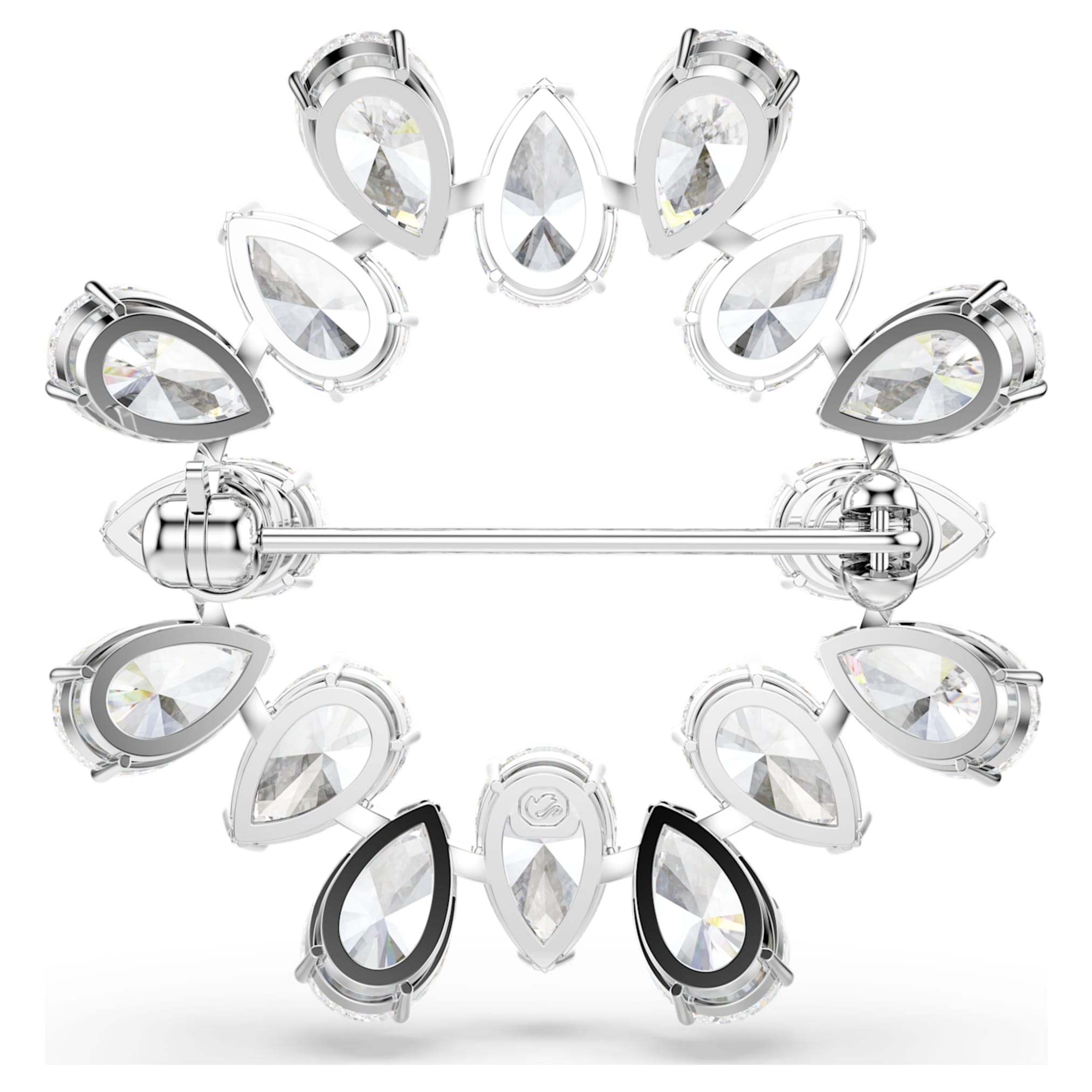Swarovski Matrix brooch Pear cut, White, Rhodium plated