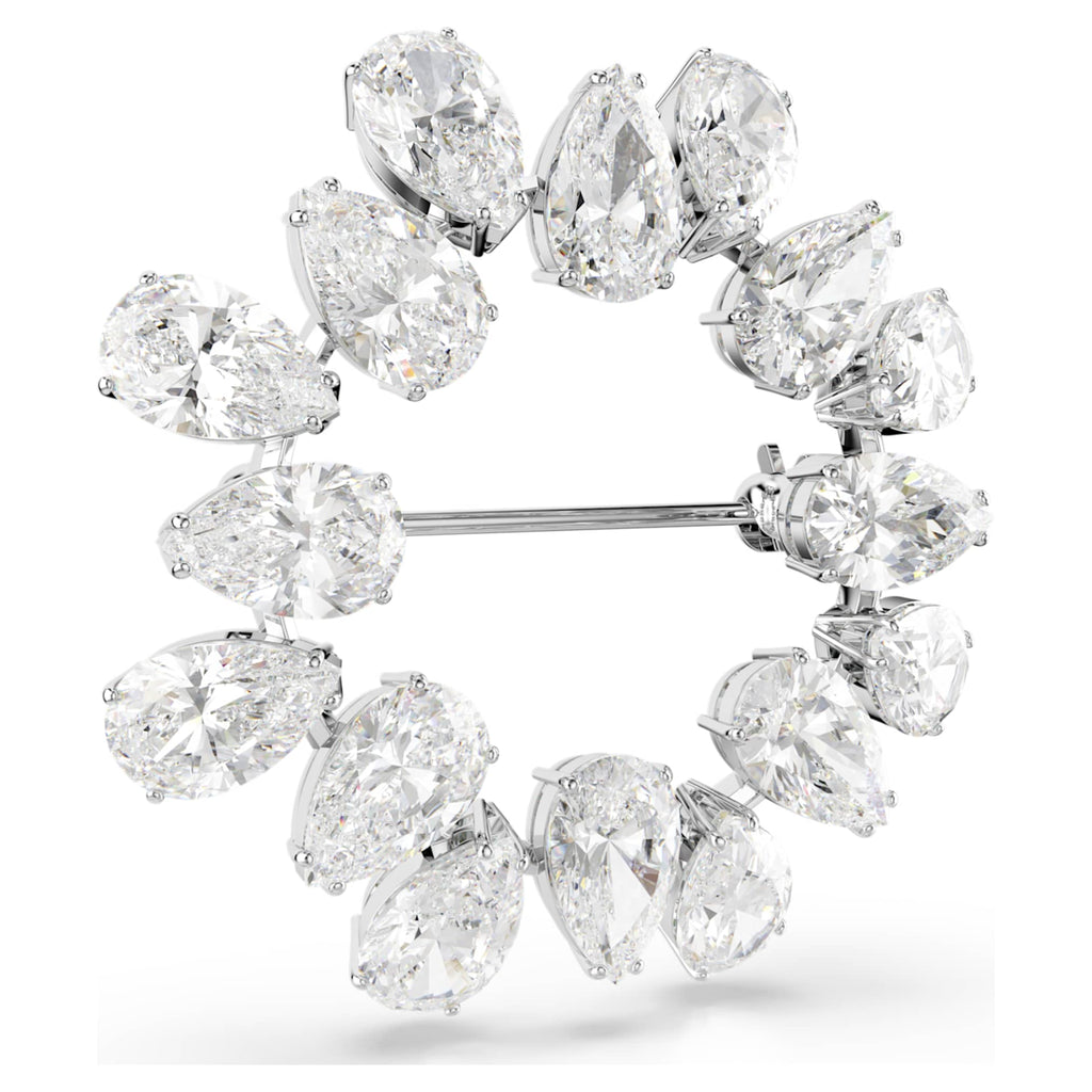 Swarovski Matrix brooch Pear cut, White, Rhodium plated