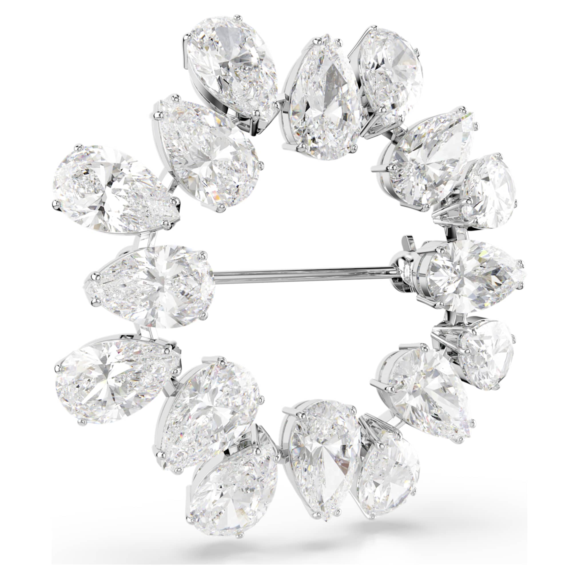 Swarovski Matrix brooch Pear cut, White, Rhodium plated
