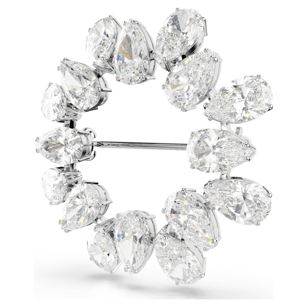 Swarovski Matrix brooch Pear cut, White, Rhodium plated