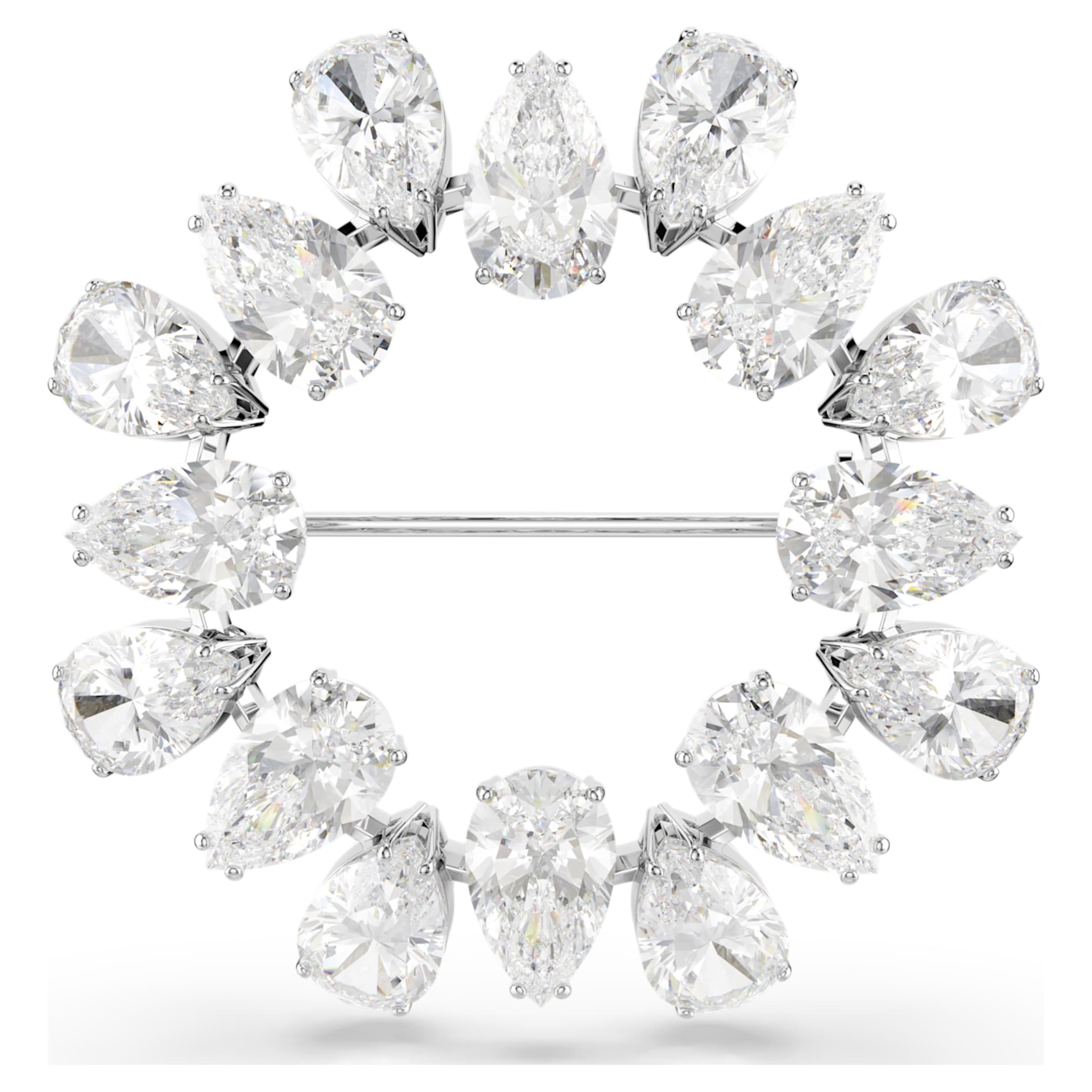 Swarovski Matrix brooch Pear cut, White, Rhodium plated