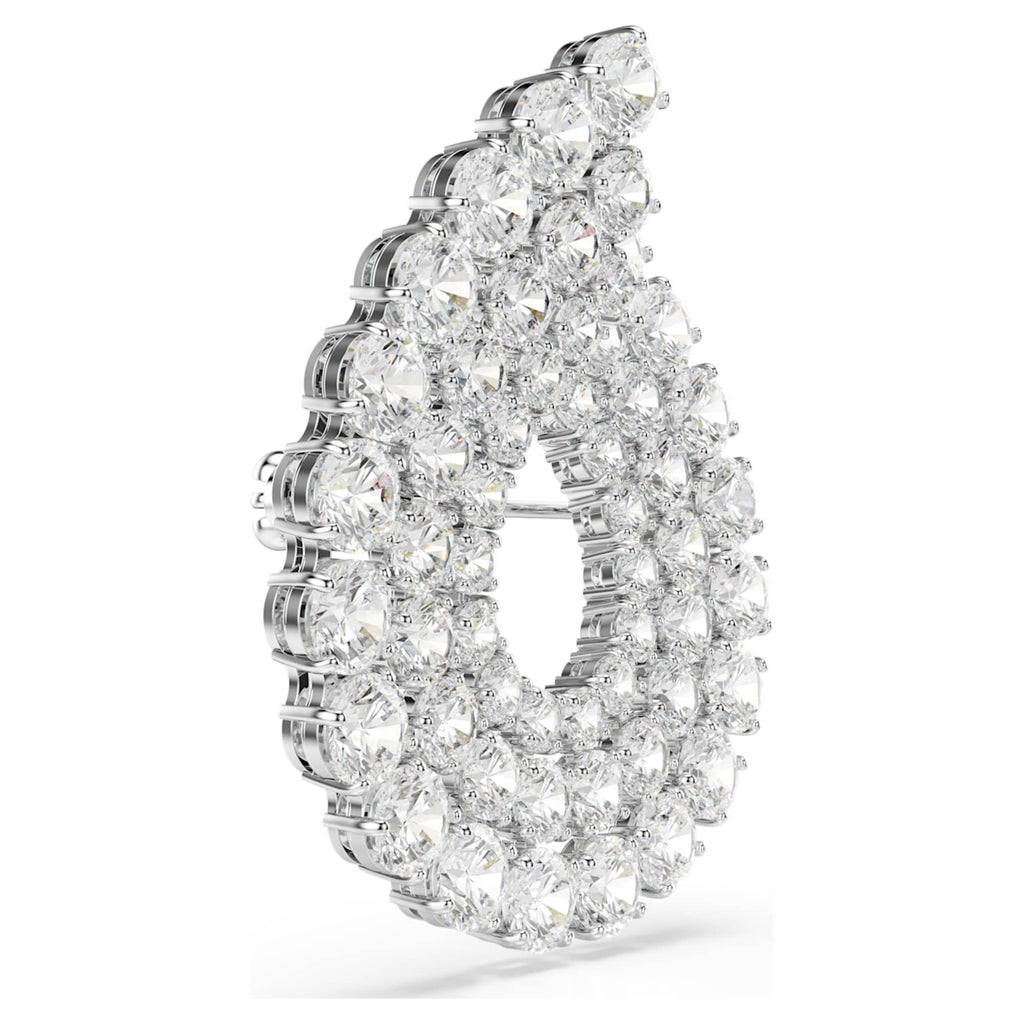 Swarovski Matrix brooch Round cut, White, Rhodium plated