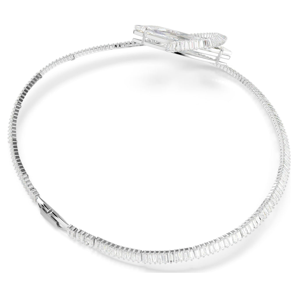 Swarovski Matrix choker Baguette cut, White, Rhodium plated