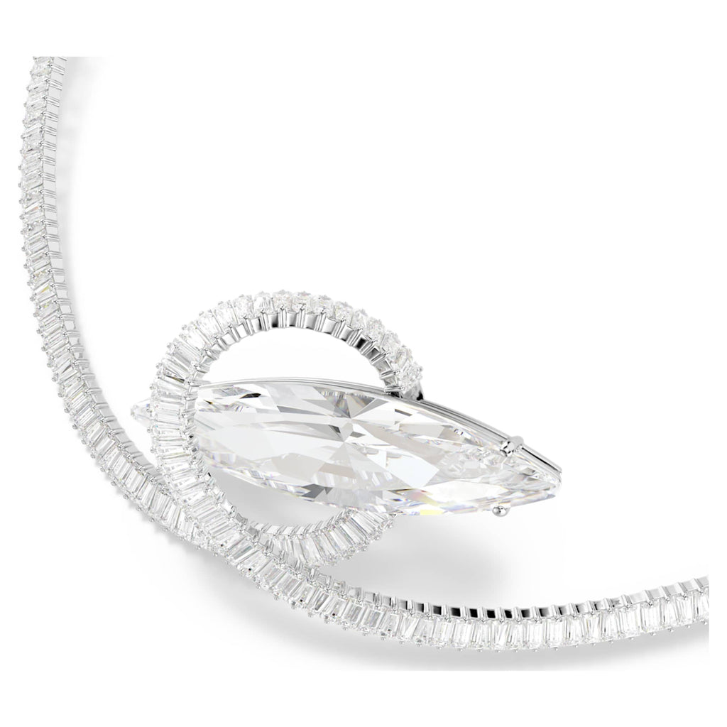 Swarovski Matrix choker Baguette cut, White, Rhodium plated