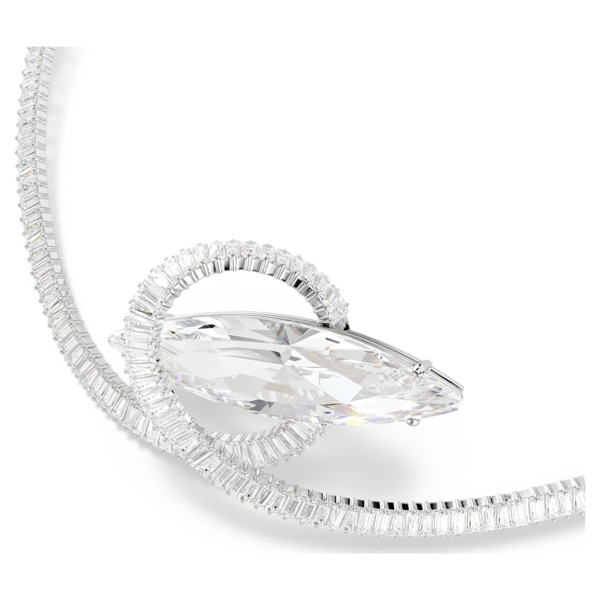 Swarovski Matrix choker Baguette cut, White, Rhodium plated