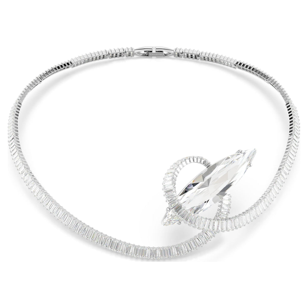 Swarovski Matrix choker Baguette cut, White, Rhodium plated