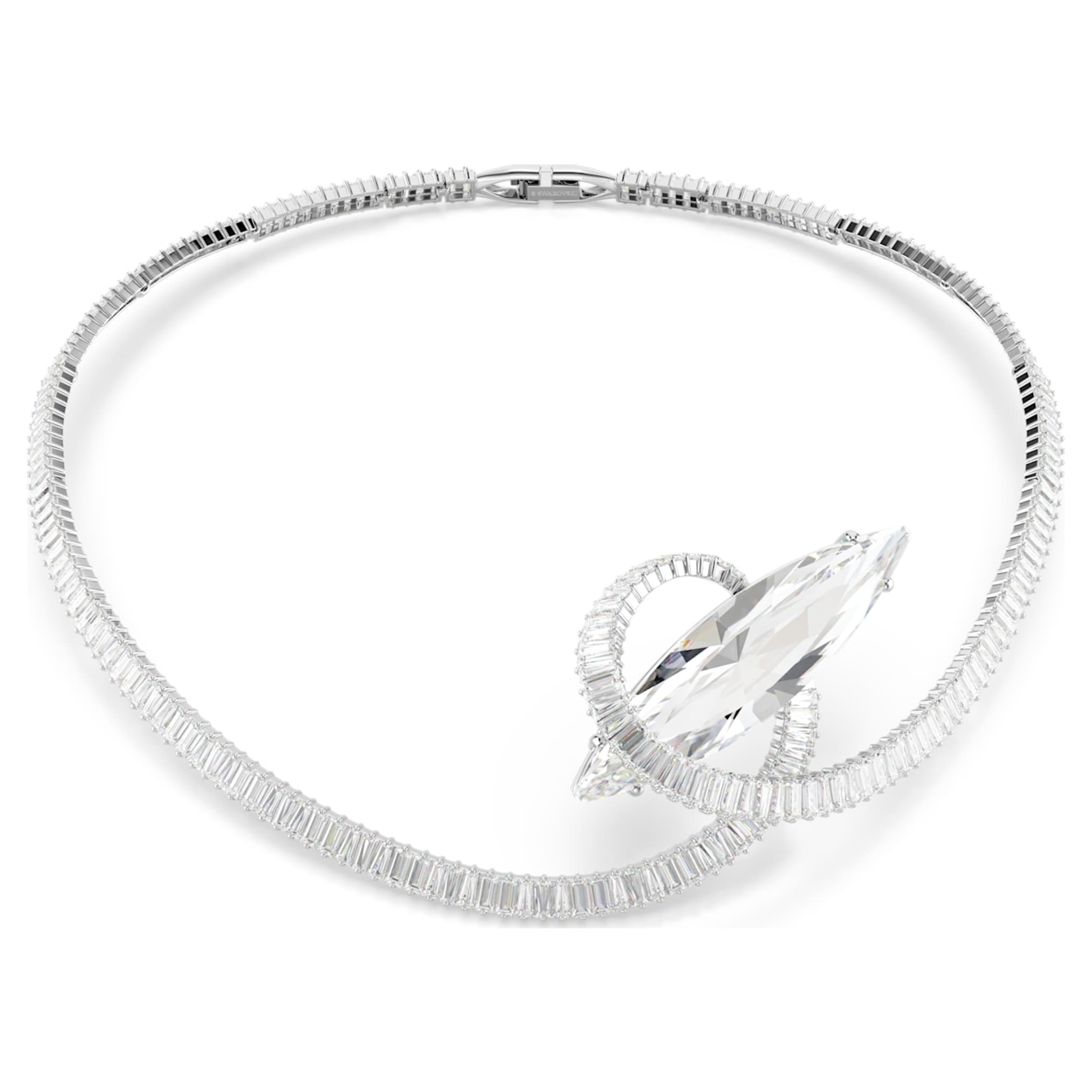 Swarovski Matrix choker Baguette cut, White, Rhodium plated