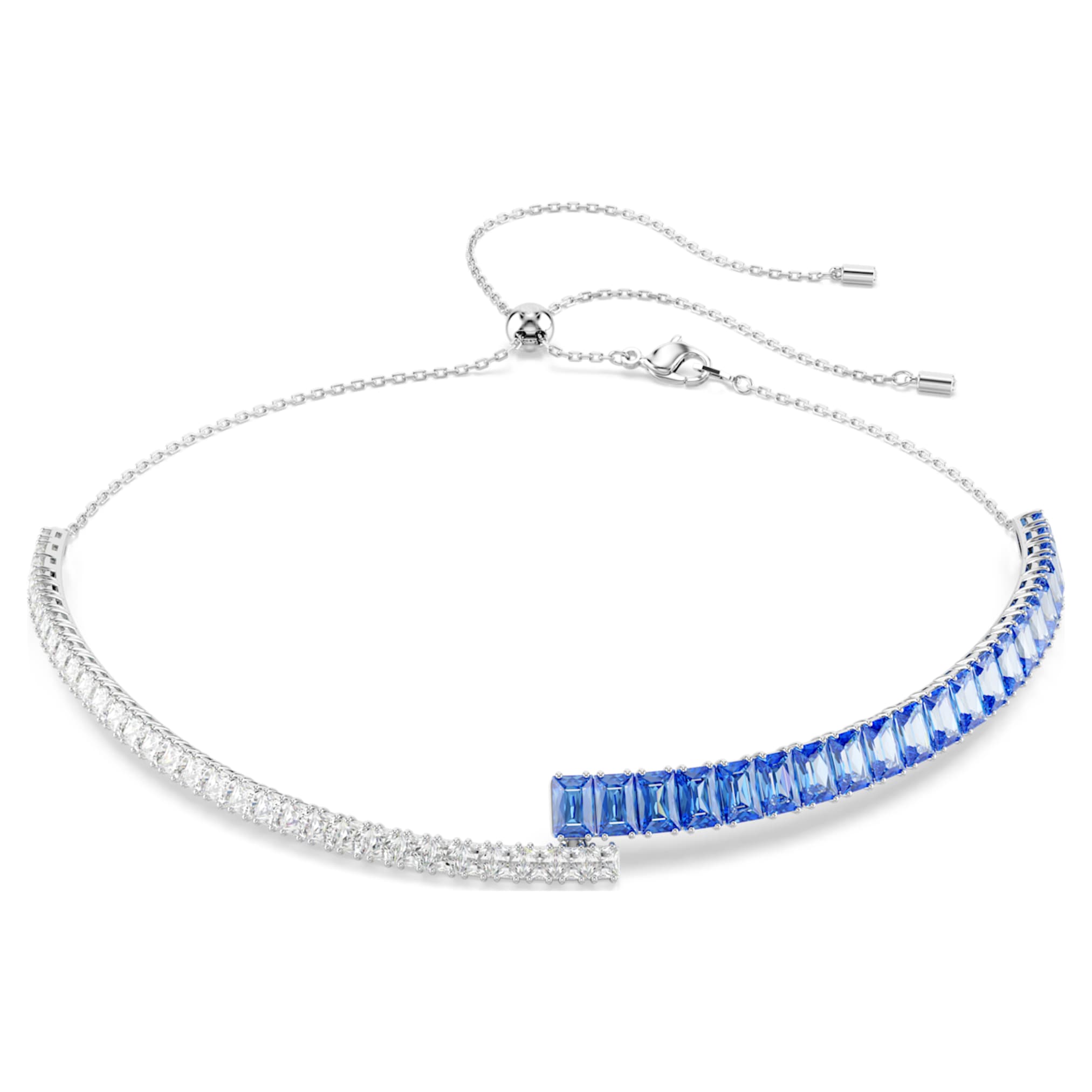 Swarovski Matrix choker Mixed cuts, Blue, Rhodium plated