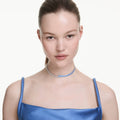 Swarovski Matrix choker Mixed cuts, Blue, Rhodium plated
