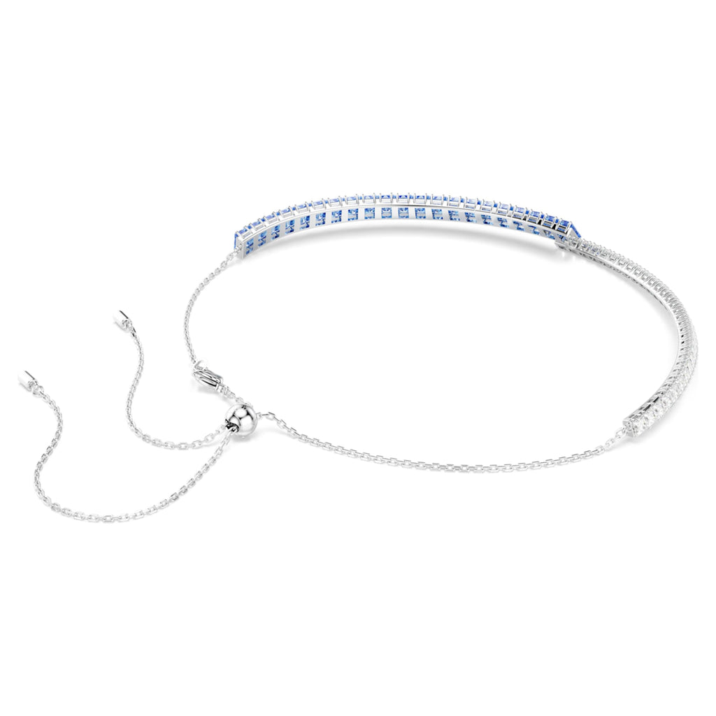 Swarovski Matrix choker Mixed cuts, Blue, Rhodium plated
