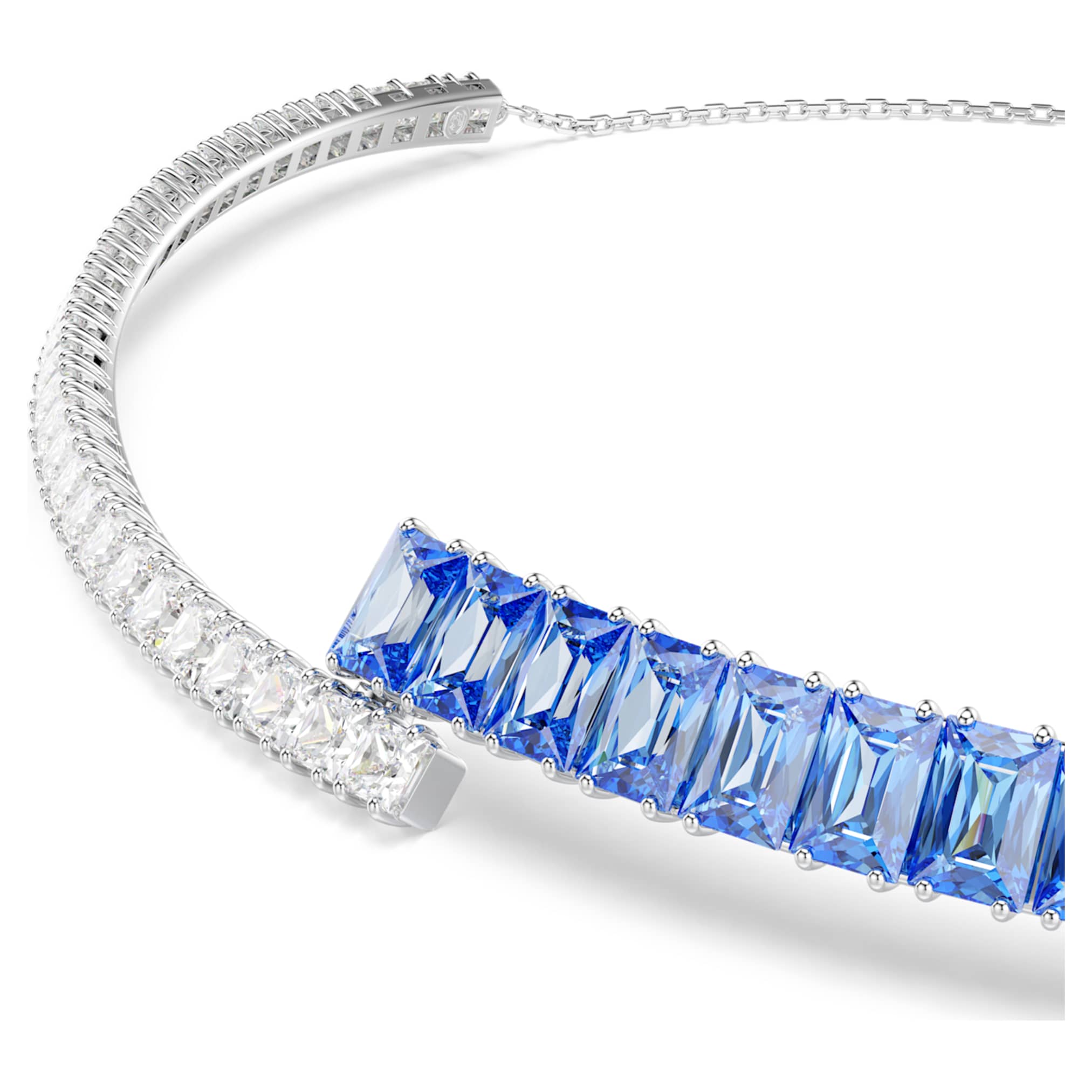 Swarovski Matrix choker Mixed cuts, Blue, Rhodium plated