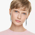 Swarovski Matrix drop earrings Gradient of round cuts, White, Rhodium plated