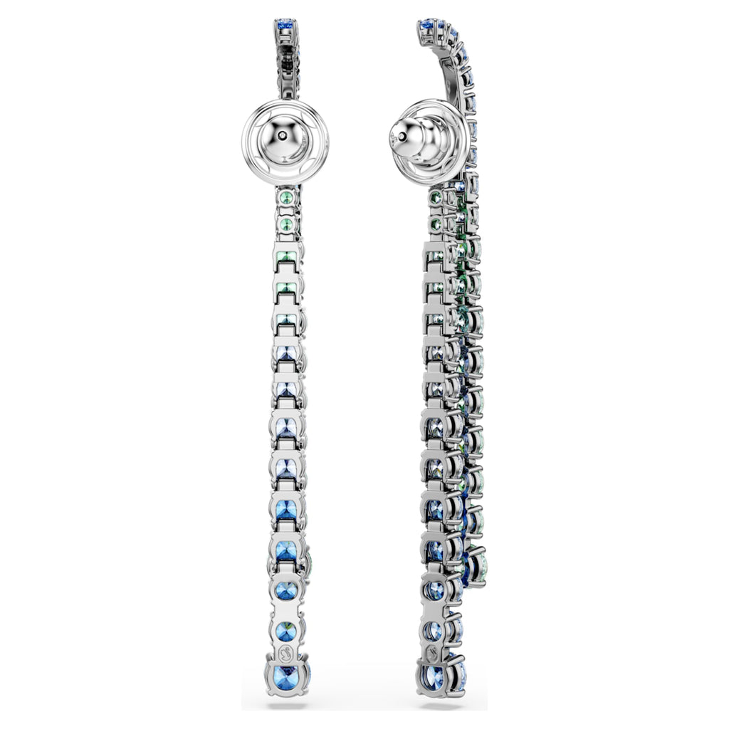 Swarovski Matrix drop earrings Gradient of round cuts, Multicolored, Ruthenium plated