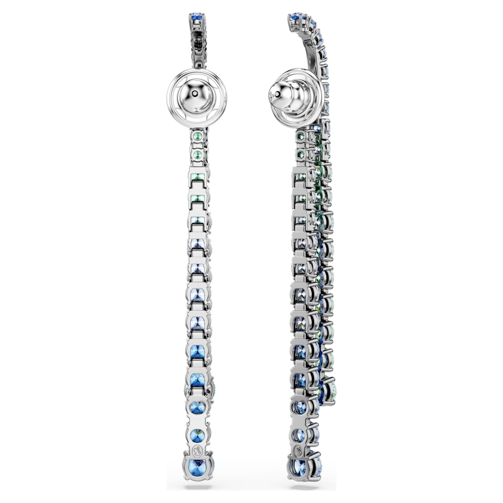 Swarovski Matrix drop earrings Gradient of round cuts, Multicolored, Ruthenium plated