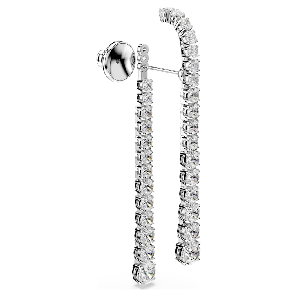 Swarovski Matrix drop earrings Gradient of round cuts, White, Rhodium plated