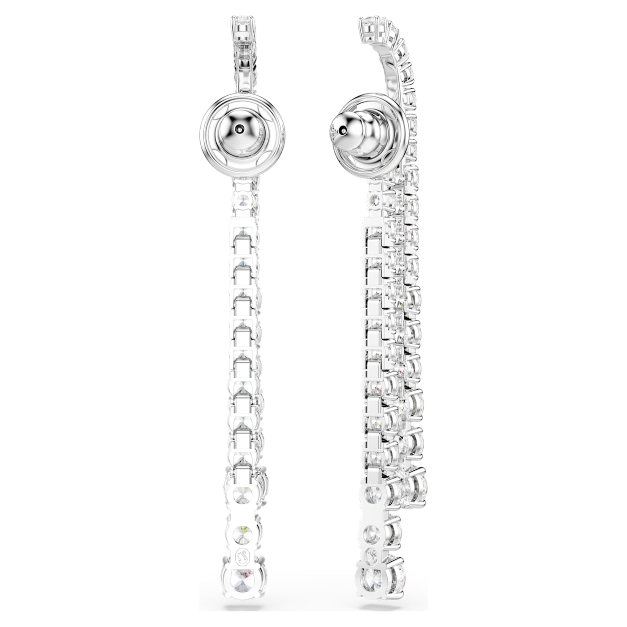 Swarovski Matrix drop earrings Gradient of round cuts, White, Rhodium plated