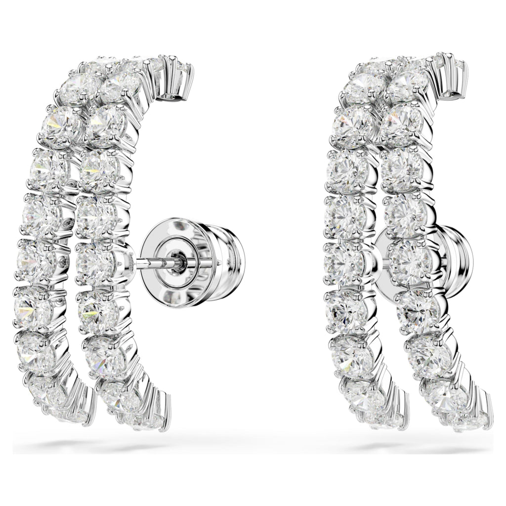 Swarovski Matrix ear cuffs Round cut, White, Rhodium plated