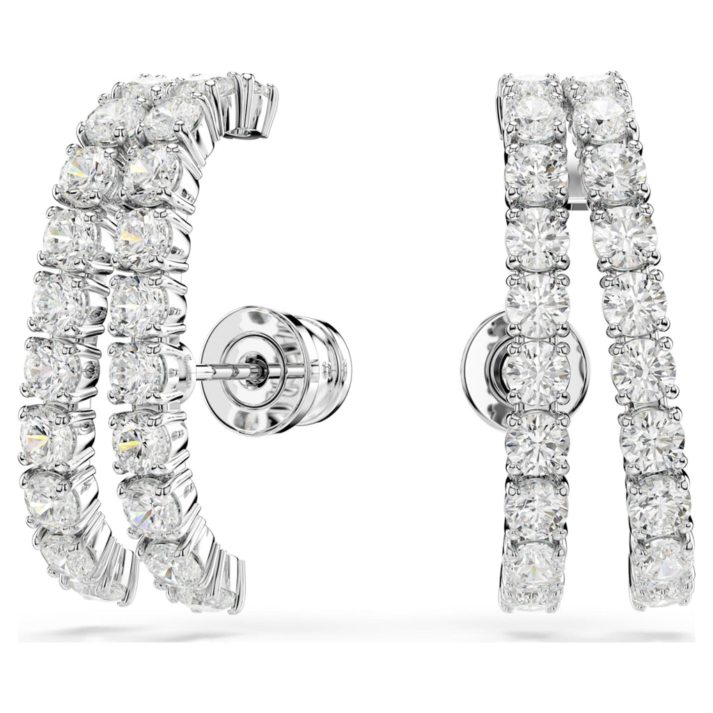 Swarovski Matrix ear cuffs Round cut, White, Rhodium plated