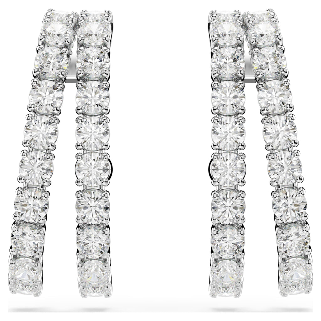 Swarovski Matrix ear cuffs Round cut, White, Rhodium plated