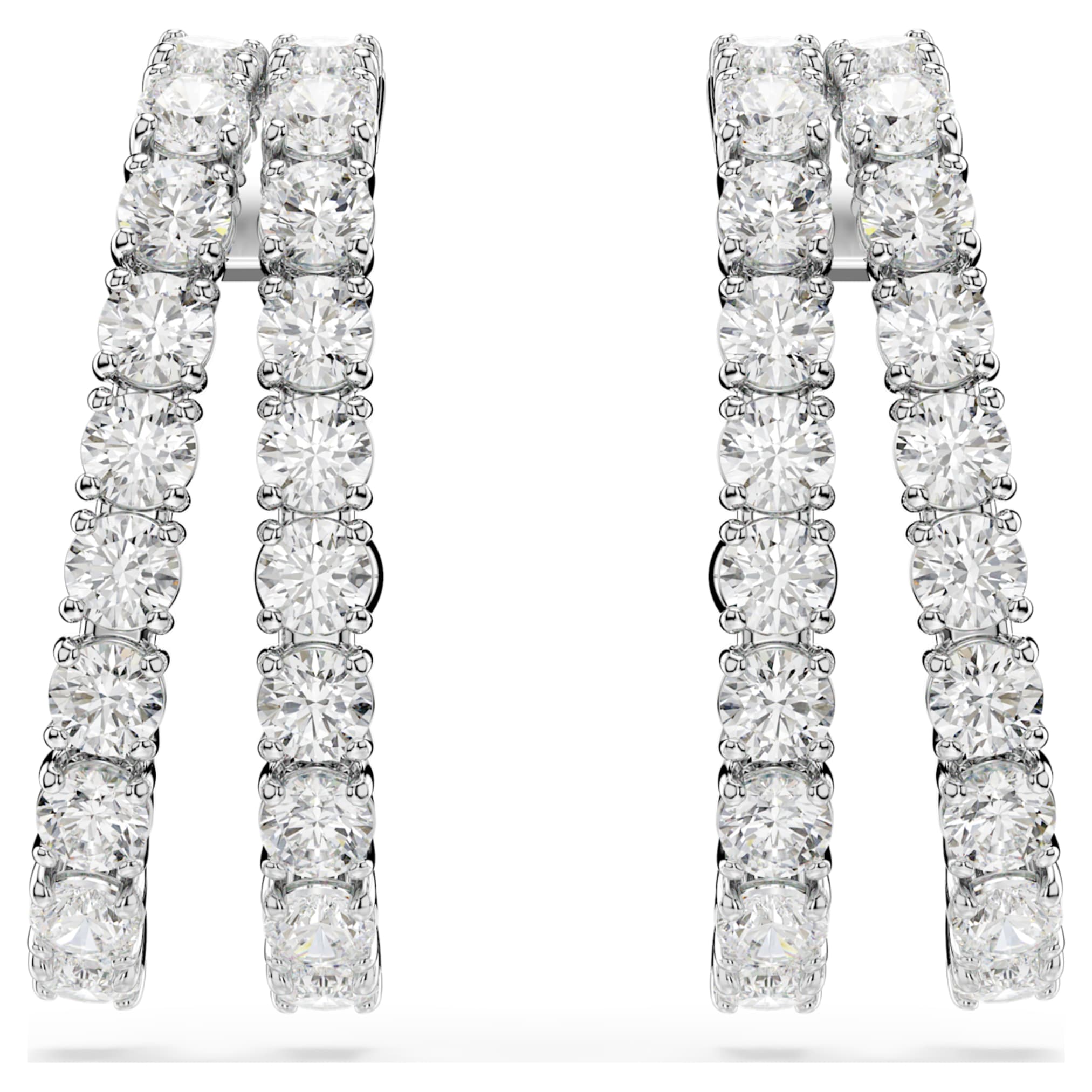 Swarovski Matrix ear cuffs Round cut, White, Rhodium plated
