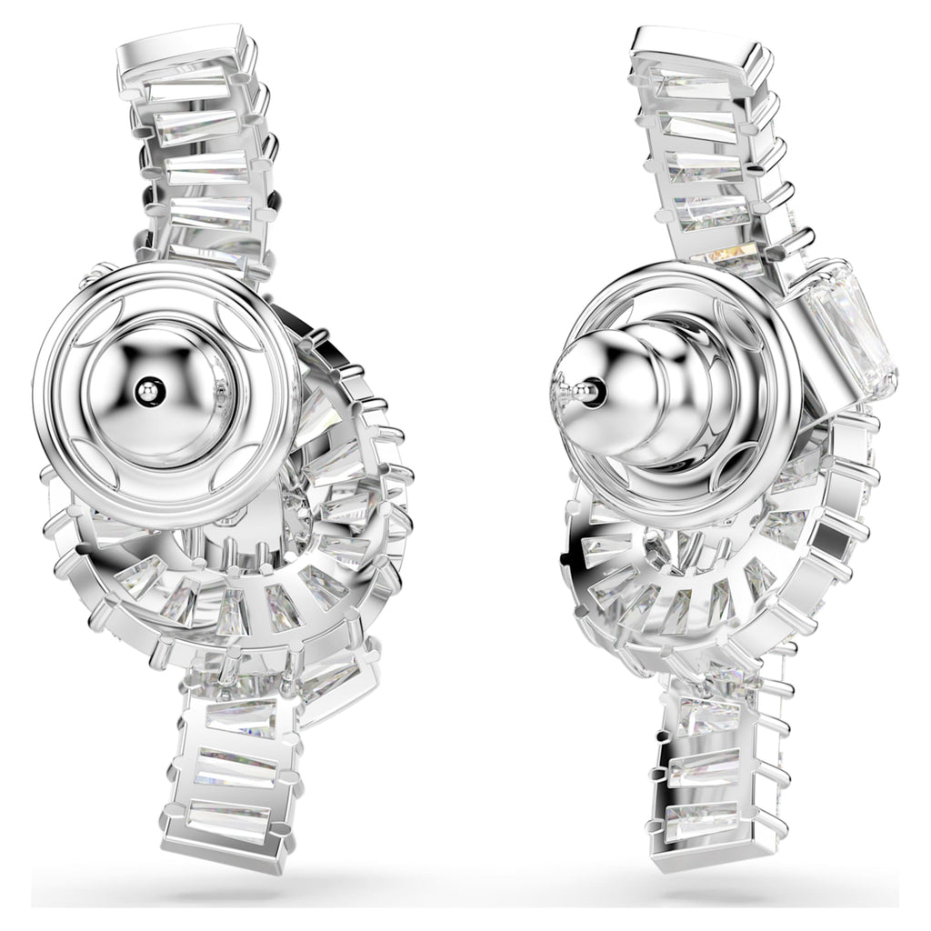 Swarovski Matrix earrings Baguette cut, Knot, White, Rhodium plated