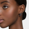 Swarovski Matrix hoop earrings Baguette cut, White, Rhodium plated