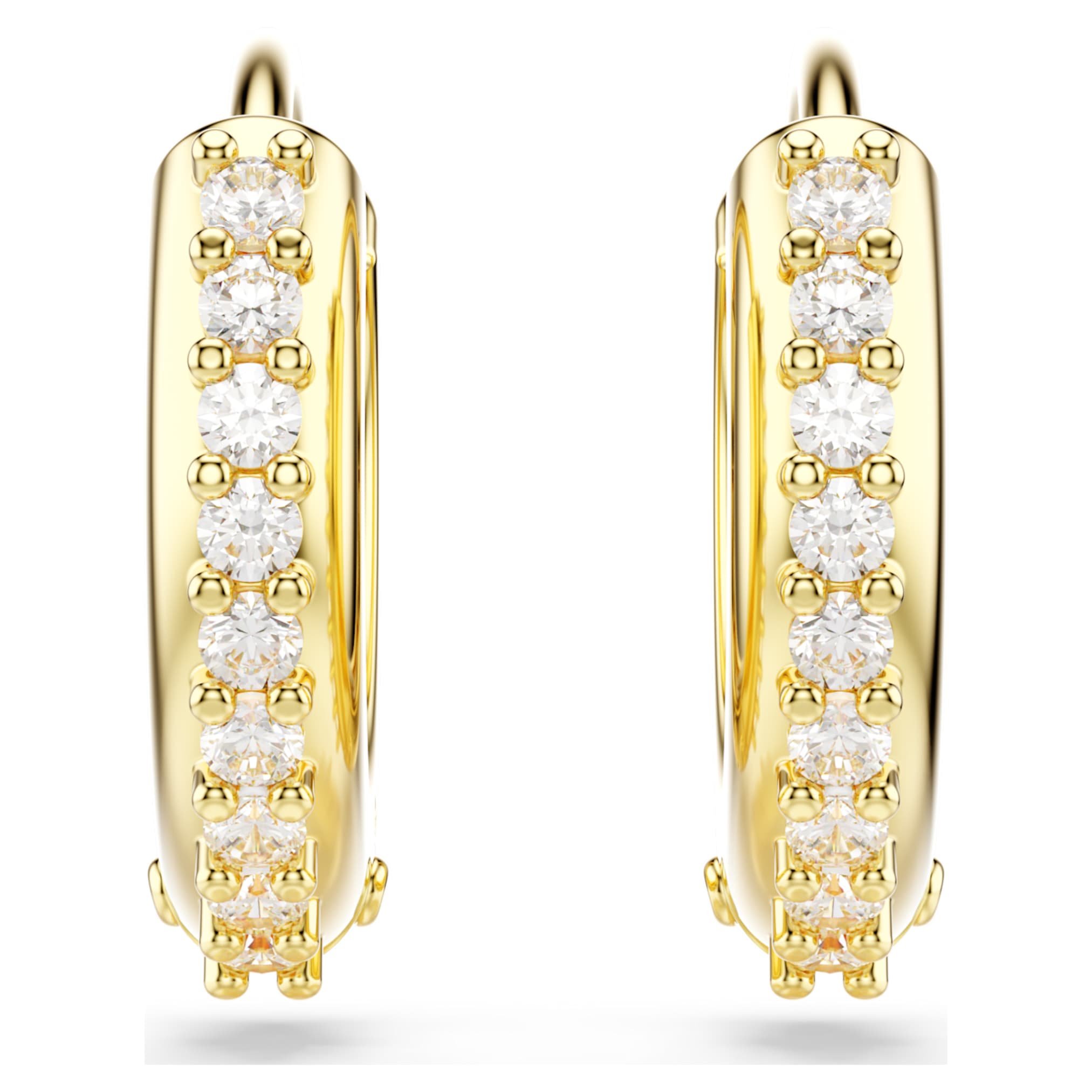 Swarovski Matrix hoop earrings Round cut, White, 18K gold finish