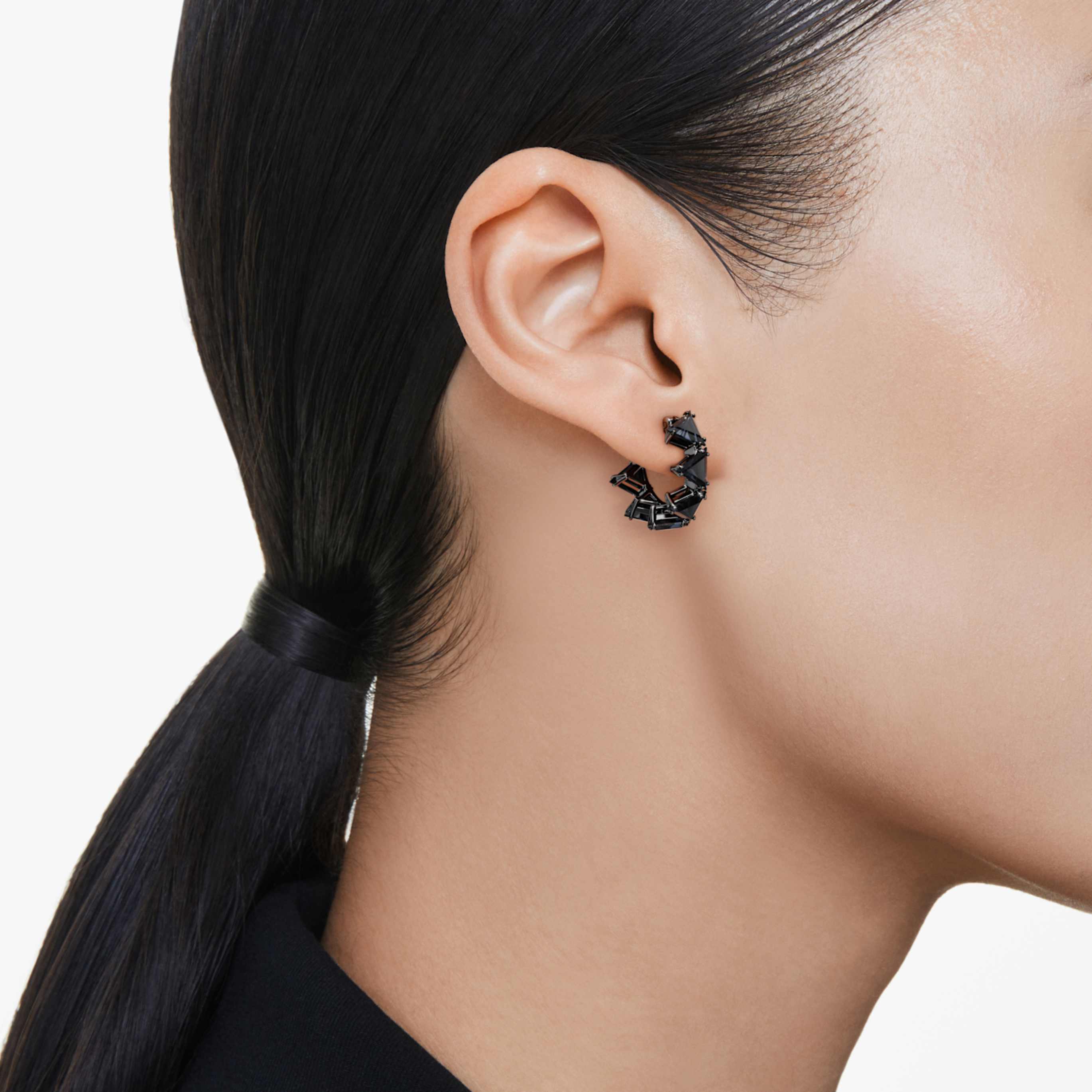 Swarovski Matrix hoop earrings White, Rhodium plated