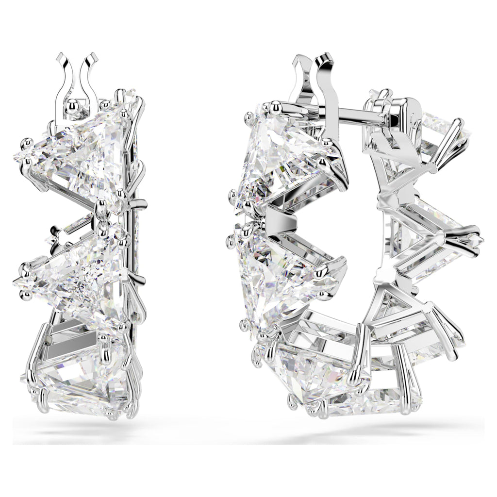 Swarovski Matrix hoop earrings White, Rhodium plated