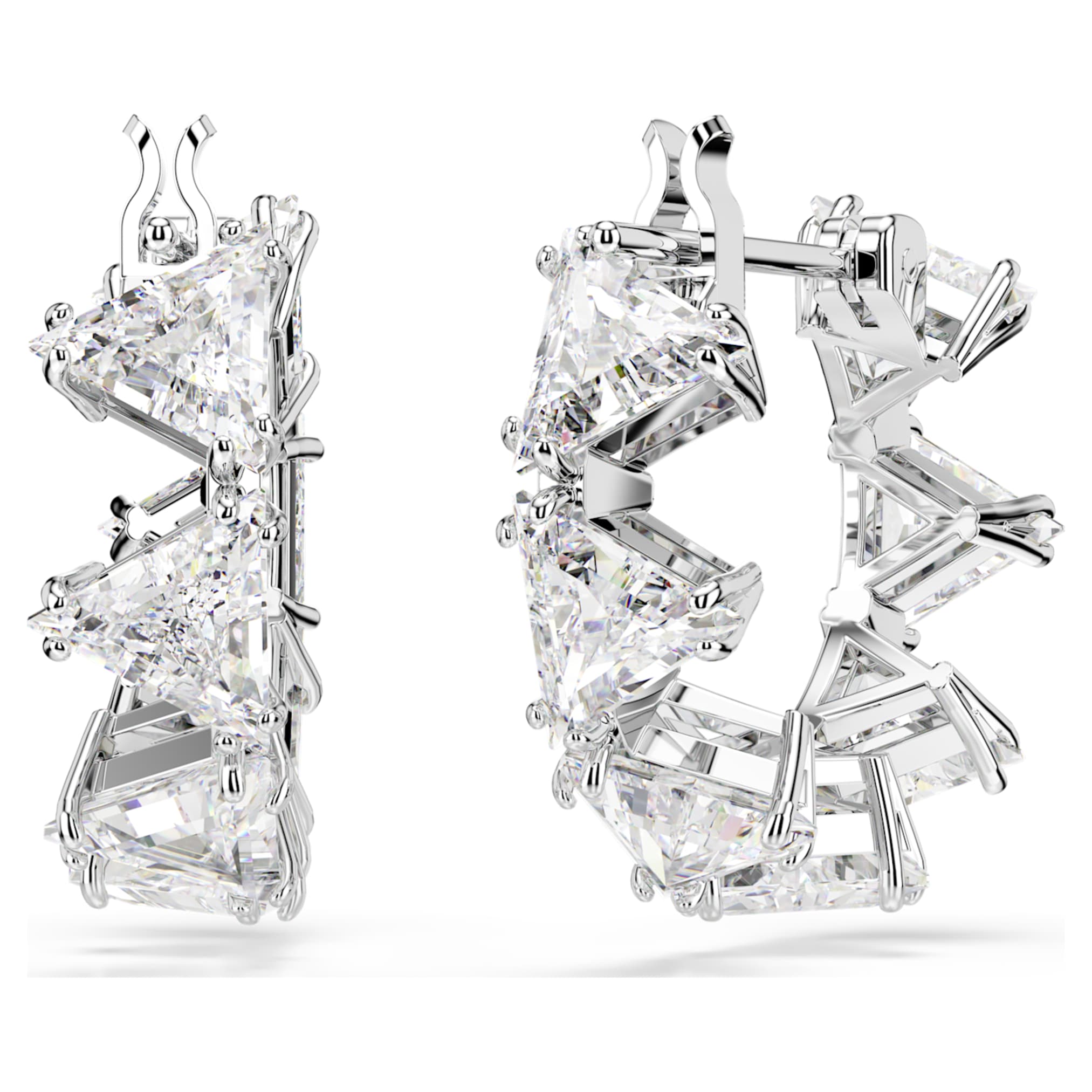 Swarovski Matrix hoop earrings White, Rhodium plated