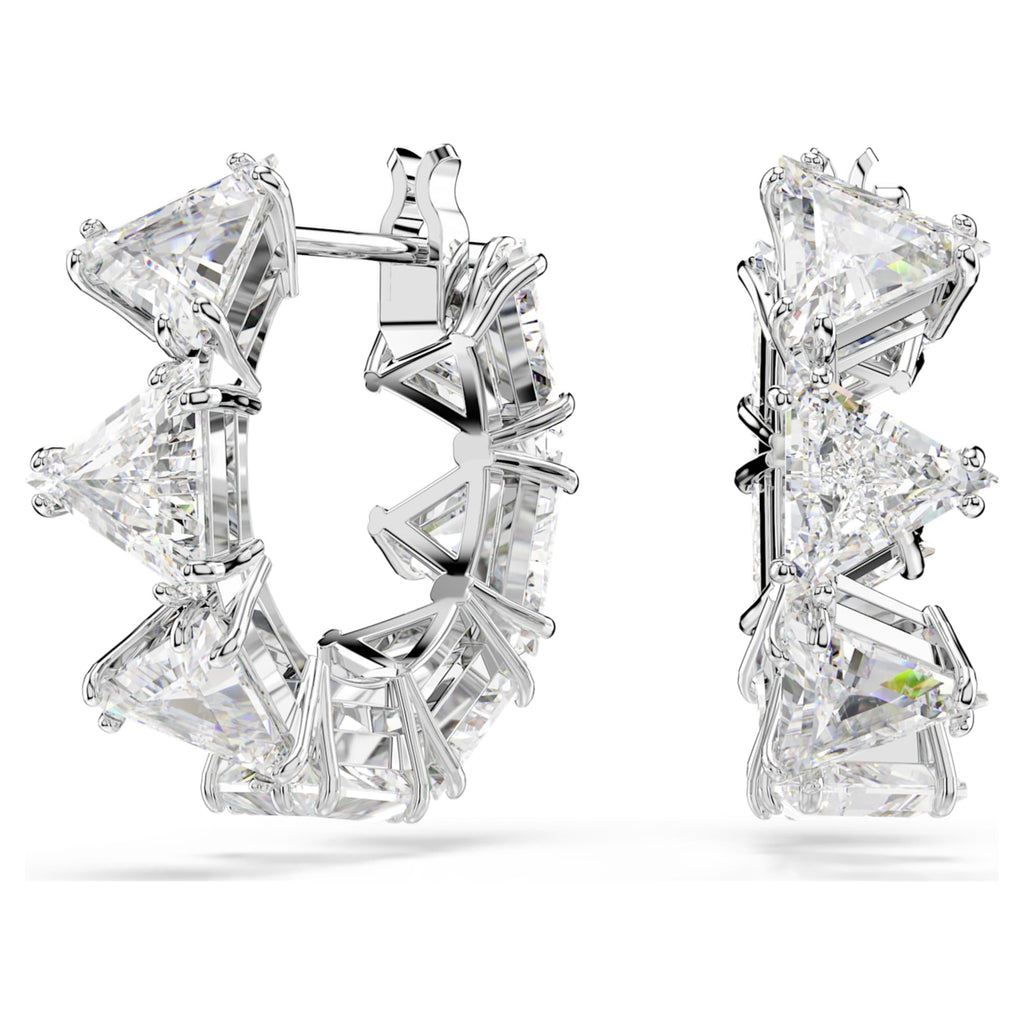 Swarovski Matrix hoop earrings White, Rhodium plated