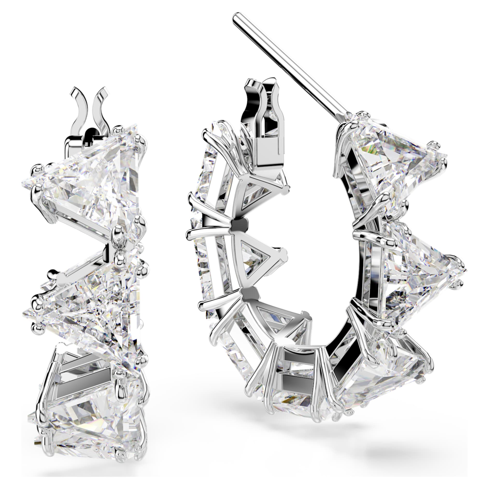 Swarovski Matrix hoop earrings White, Rhodium plated
