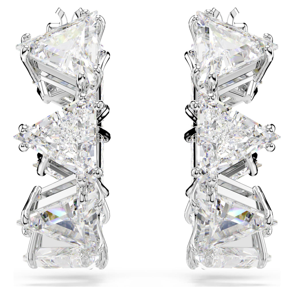 Swarovski Matrix hoop earrings White, Rhodium plated